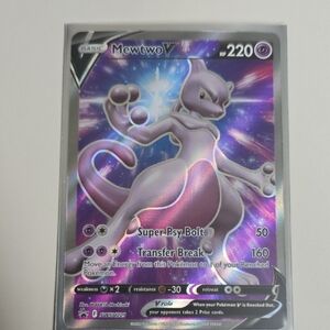 Pokemon Mewtwo V Action Figure Card - Purple and Silver
